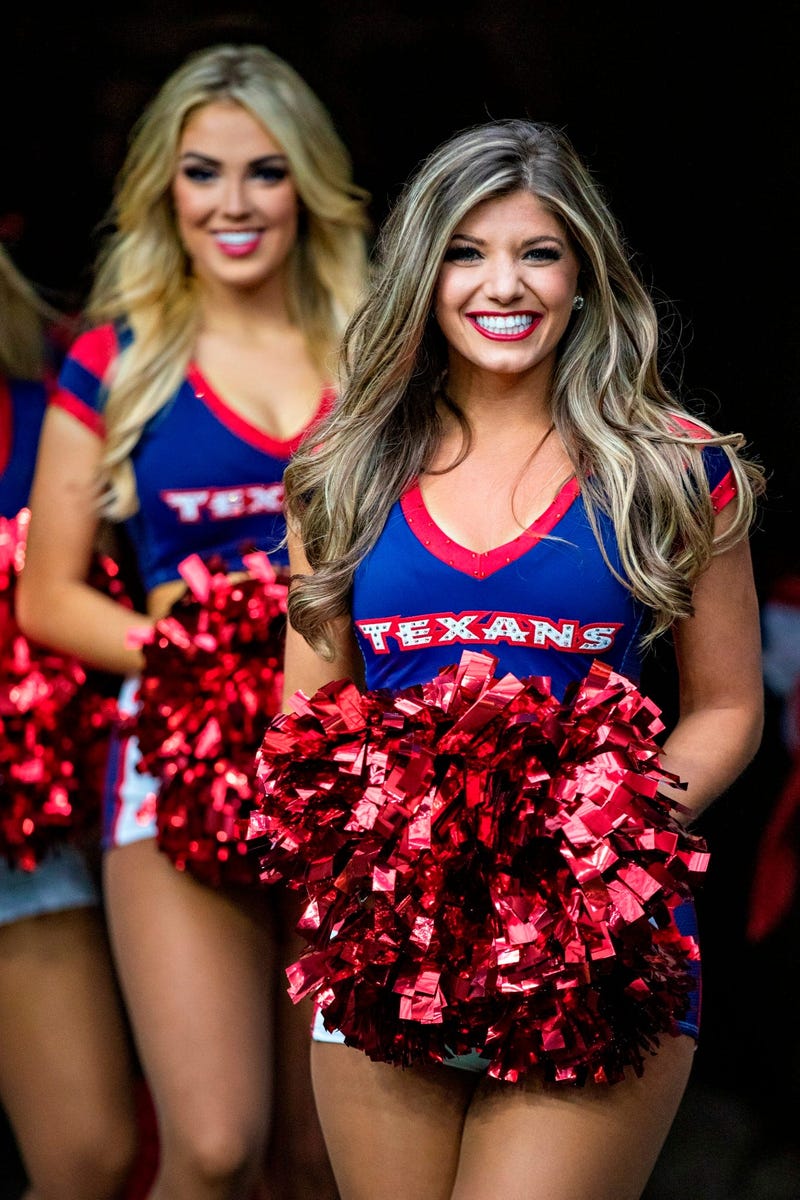 HOUSTON, TX - SEPTEMBER 29: Cheerleaders of the Houston Texans wait to enter the stadium before a game against the Carolina Panthers at NRG Stadium on September 29, 2019 in Houston, Texas. The Panthers defeated the Texans 16-10. (Photo by Wesley Hitt/Gett