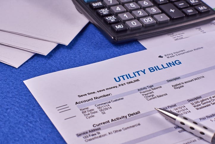 Utility billing sheet