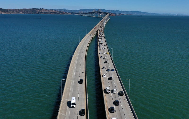  Traffic moves across the Richmond-San Rafael Bridge on September 17, 2019 in Mill Valley, California.