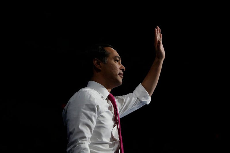 Former Secretary of Housing and Presidential candidate Julian Castro waves during The Iowa Democratic Party Liberty & Justice Celebration on November 1, 2019 in Des Moines, Iowa.