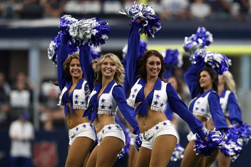 ARLINGTON, TEXAS - OCTOBER 06: Dallas Cowboys Cheerleaders perform prior to the game against the Green Bay Packers at AT&T Stadium on October 06, 2019 in Arlington, Texas. (Photo by Ronald Martinez/Getty Images)