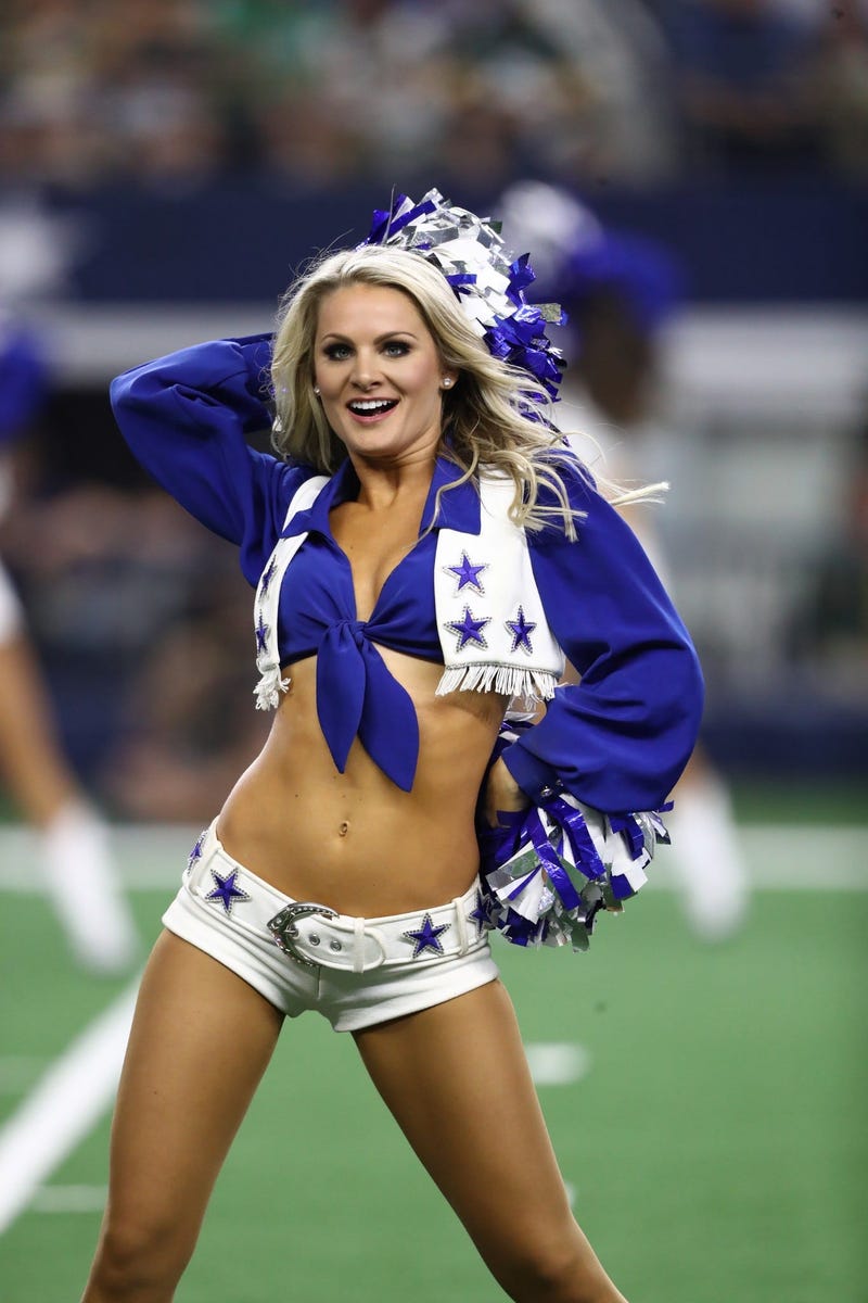 ARLINGTON, TEXAS - OCTOBER 06: A Dallas Cowboys cheerleader at AT&T Stadium on October 06, 2019 in Arlington, Texas. (Photo by Ronald Martinez/Getty Images)