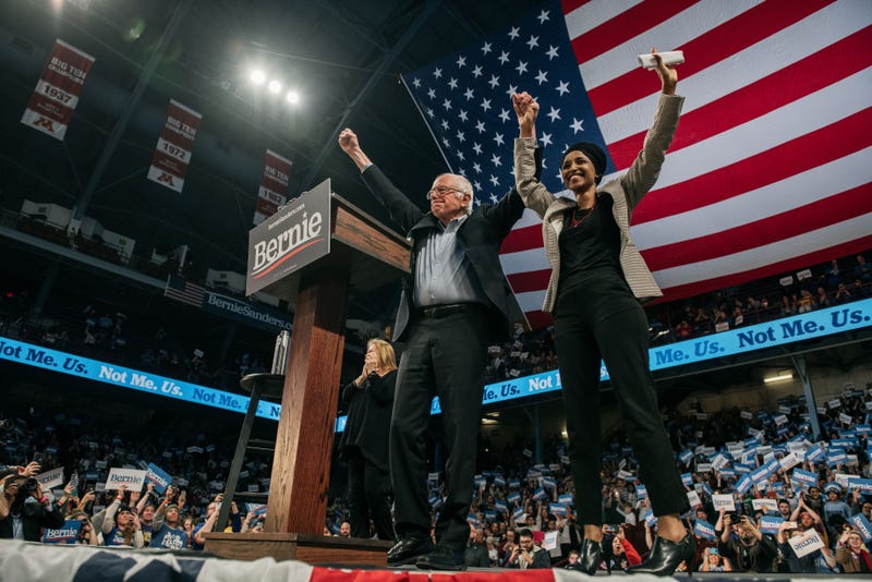 Bernie Sanders and Omar at Williams Arena