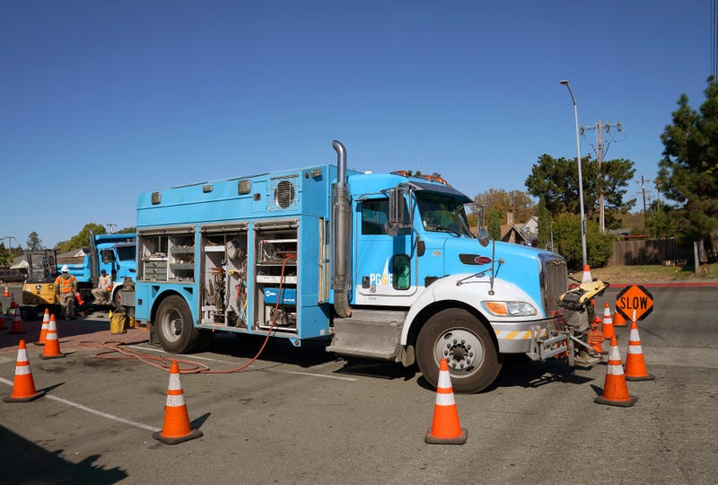 Pacific Gas & Electric crews work on October 09, 2019 in Vallejo, California. PG&E plans on cutting power to hundreds of thousands of customers across central and northern California as a precaution against starting wildfires.