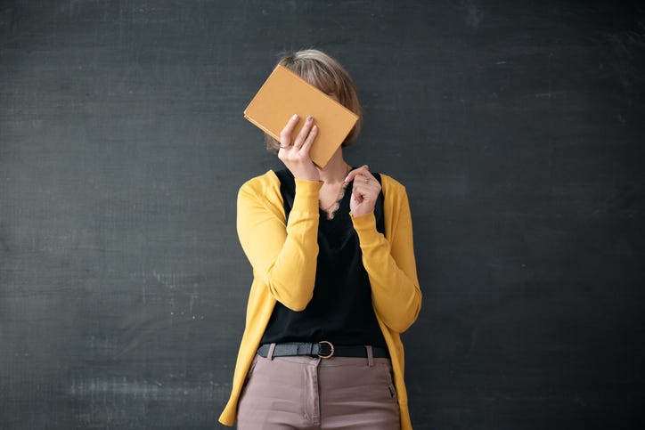 Embarrassed teacher