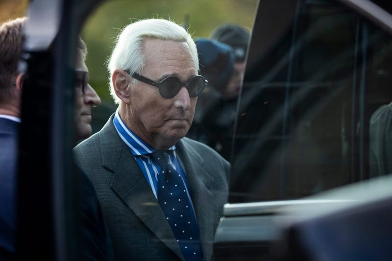 WASHINGTON, DC - NOVEMBER 8: Roger Stone, former advisor to President Donald Trump, gets into a vehicle as he leaves the E. Barrett Prettyman United States Courthouse after he testified at the Roger Stone trial November 8, 2019 in Washington, DC. Stone ha