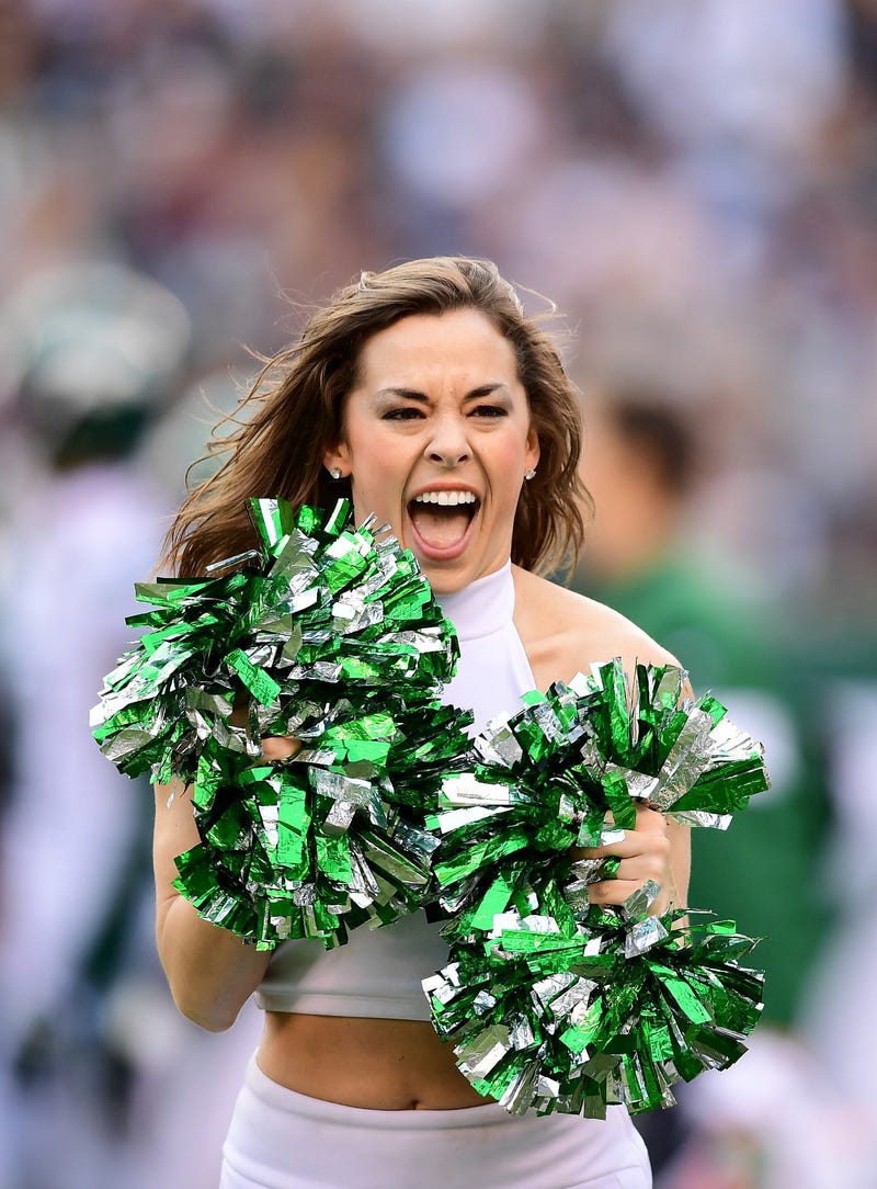 EAST RUTHERFORD, NEW JERSEY - OCTOBER 13: A New York Jets cheerleader performs against the Dallas Cowboys at MetLife Stadium on October 13, 2019 in East Rutherford, New Jersey. (Photo by Emilee Chinn/Getty Images)