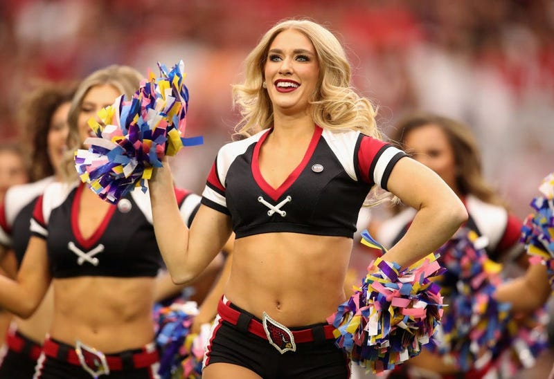 GLENDALE, ARIZONA - OCTOBER 13: Arizona Cardinals cheerleader performs during the NFL game against the Atlanta Falcons at State Farm Stadium on October 13, 2019 in Glendale, Arizona. The Cardinals defeated the Falcons 34-33. (Photo by Christian Petersen/G
