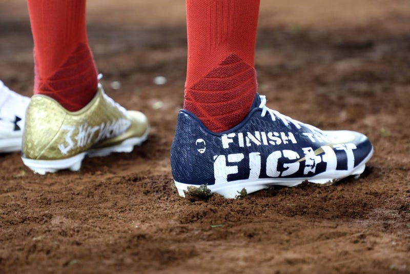 A view of the cleats worn by Victor Robles of the Nationals against the Houston Astros in Game Four of the 2019 World Series at Nationals Park.