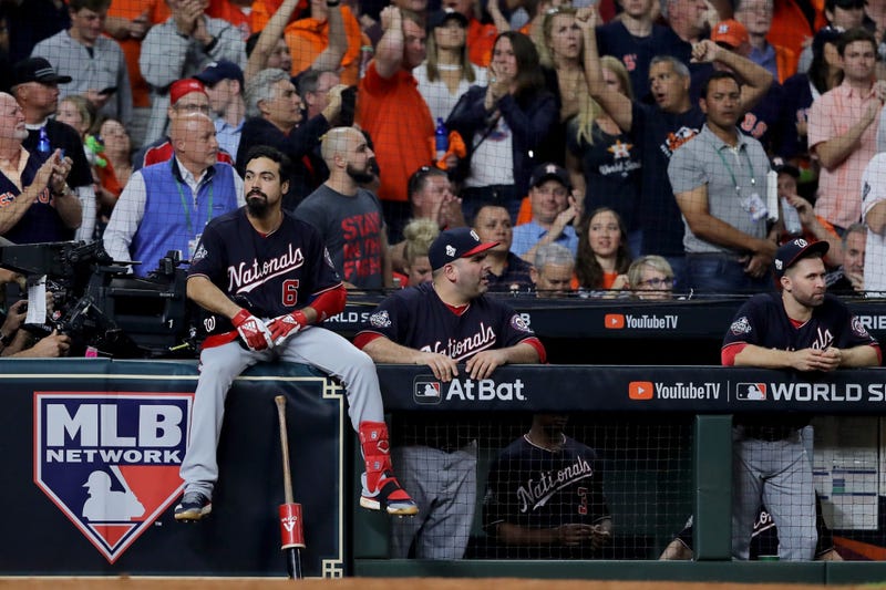 Anthony Rendon waits for the umpires to make a call in Game 6 of the World Series.