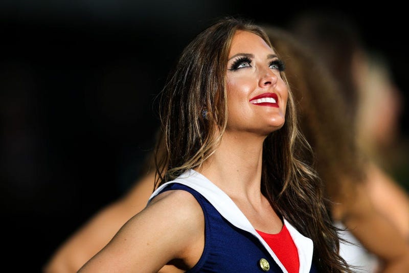 ATLANTA, GA - NOVEMBER 24: An Atlanta Falcons cheerleader looks on during the second half of a game against the Tampa Bay Buccaneers at Mercedes-Benz Stadium on November 24, 2019 in Atlanta, Georgia. (Photo by Carmen Mandato/Getty Images)