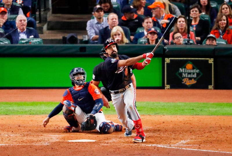 Anthony Rendon hits a solo home run in the seventh inning in Game Seven of the World Series.