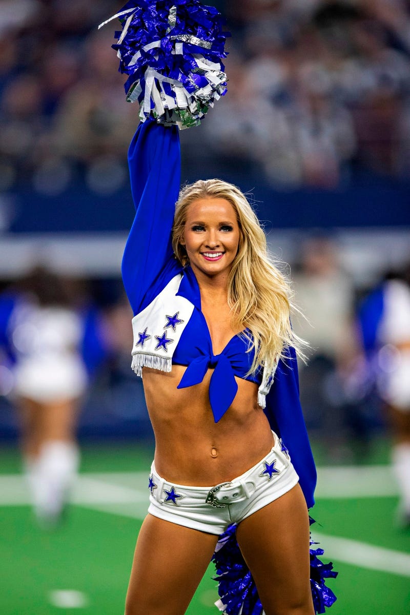 ARLINGTON, TX - NOVEMBER 28: Dallas Cowboy Cheerleader performs in the first quarter on Thanksgiving Day during a game against the Buffalo Bills at NRG Stadium on November 28, 2019 in Arlington, Texas. (Photo by Wesley Hitt/Getty Images)