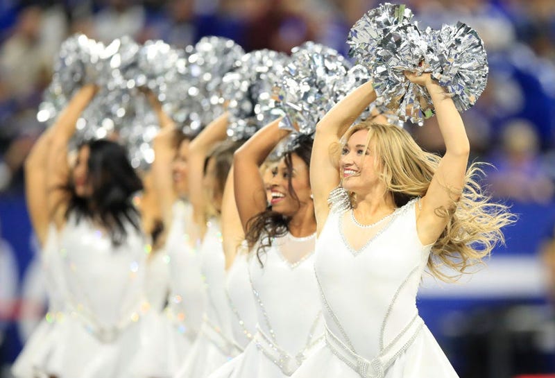 INDIANAPOLIS, INDIANA - NOVEMBER 17: Indianapolis Colts cheerleaders perform during the game against the Jacksonville Jaguars at Lucas Oil Stadium on November 17, 2019 in Indianapolis, Indiana. (Photo by Andy Lyons/Getty Images)
