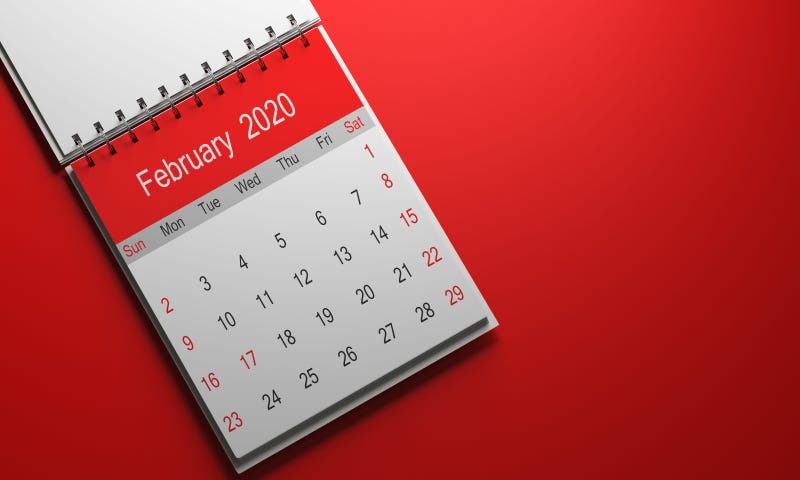 February Calendar 2020