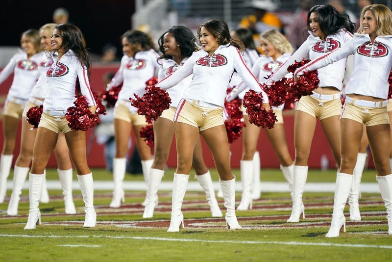 SANTA CLARA, CALIFORNIA - NOVEMBER 24: The San Francisco 49ers cheerleaders perform prior to the game against the Green Bay Packers at Levi's Stadium on November 24, 2019 in Santa Clara, California. (Photo by Thearon W. Henderson/Getty Images)