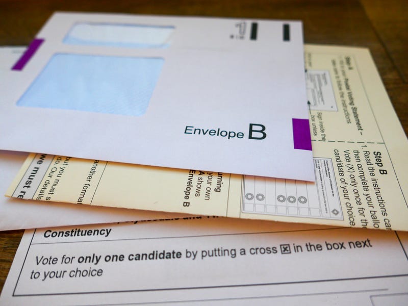 UK General Election postal vote ballot papers 