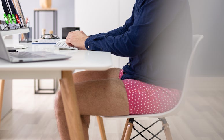 Man, Desk, Underwear, No Pants, Video Call