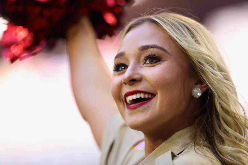 GLENDALE, ARIZONA - DECEMBER 01: The Arizona Cardinals cheerleaders perform during the first half of the NFL game against the Los Angeles Rams at State Farm Stadium on December 01, 2019 in Glendale, Arizona. The Rans defeated Cardinals 34-7. (Photo by Chr