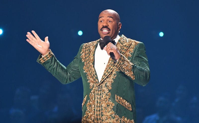 Steve Harvey speaks onstage during 2019 Miss Universe Pageant at Tyler Perry Studios on December 08, 2019 in Atlanta, Georgia.