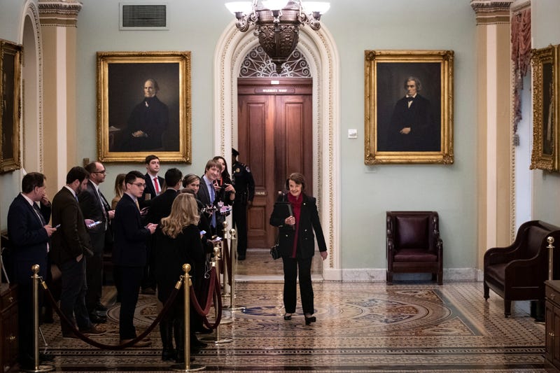 Sen. Dianne Feinstein (D-CA) walks past reporters as she makes her way to the Senate floor for the start of impeachment trial proceedings at the U.S. Capitol on January 21, 2020 in Washington, DC.