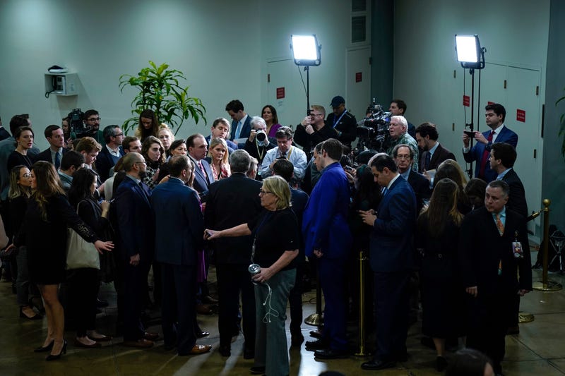 ep. Mike Johnson (R-LA), Rep. Mark Meadows (R-NC), Rep. Elise Stefanik (R-NY), Rep. Lee Zeldin (R-NY), and Rep. Jim Jordan (R-OH) speak with reporters in the Senate subway before the impeachment trial of President Trump on Jan. 23, 2020.