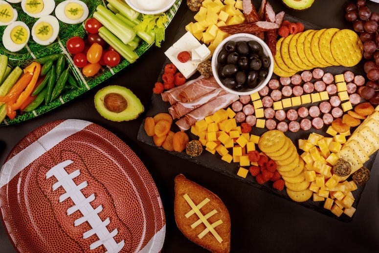Football, Game Day, Food, Snacks, Charcuterie Board, Veggies, Dip