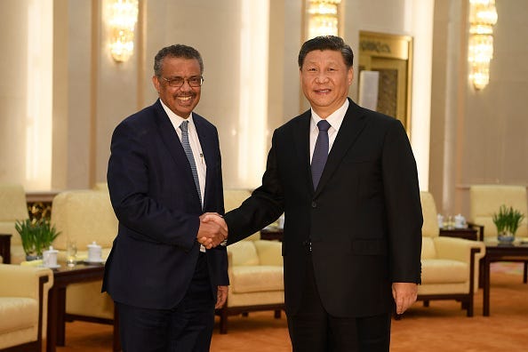 Xi Jinping and Tedros Adhanom