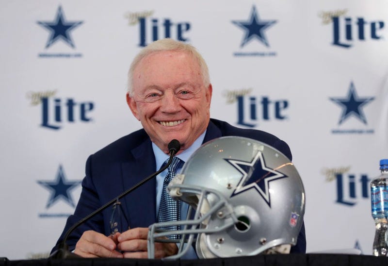 Team owner Jerry Jones of the Dallas Cowboys talks with the media during a press conference at the Ford Center at The Star on January 08, 2020 in Frisco, Texas.