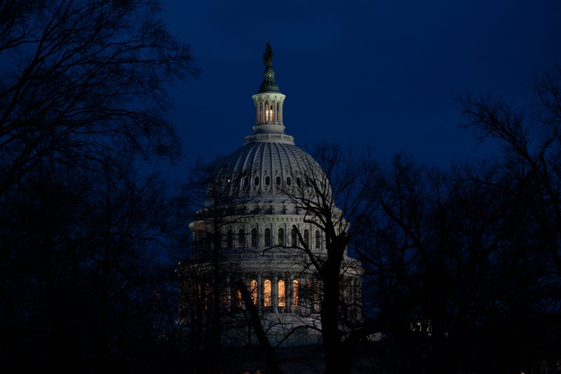 Evening shot of the US Capitol building