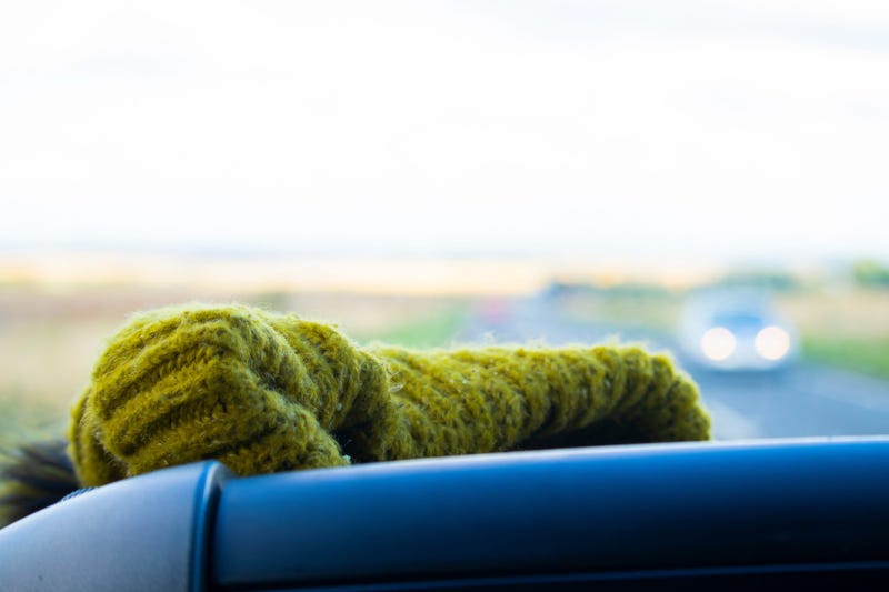 Wool hat in car