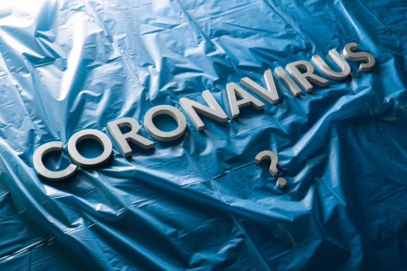 The word 'Coronavirus' spelled out on tarp