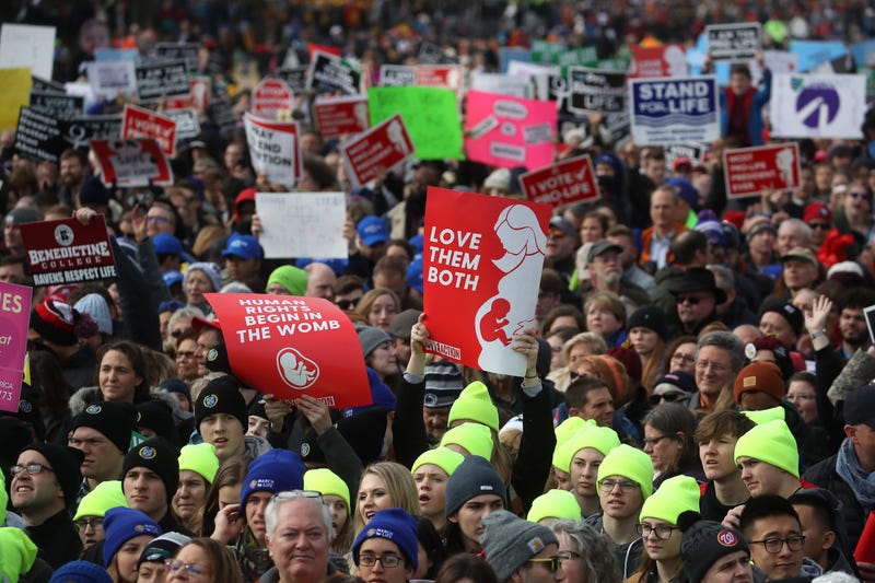 WASHINGTON, DC - JANUARY 24: People gather for the 47th March For Life rally on the National Mall where U.S. President Donald Trump addressed the crowd, January 24, 2019 in Washington, DC. The Right to Life Campaign held its annual March For Life rally an