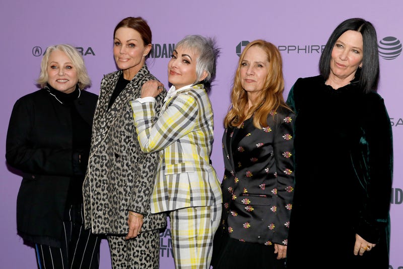 PARK CITY, UTAH - JANUARY 24: Gina Shock, Belinda Carlisle, Jane Wiedlin, Charlotte Caffey, and Kathy Valentine attend the "The Go-Gos" premiere during the 2020 Sundance Film Festival at Library Center Theater on January 24, 2020 in Park City, Utah. (Phot