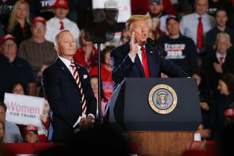 WILDWOOD, NEW JERSEY - JANUARY 28: U.S. Congressman Jeff Van Drew joins President Donald Trump at an evening “Keep America Great Rally” at the Wildwood Convention Center on January 28, 2020 in Wildwood, New Jersey. Trump was in the Southern New Jersey tow