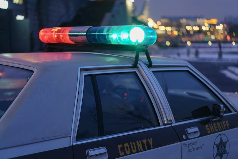 Police Car, County Sheriff, Lights, Night