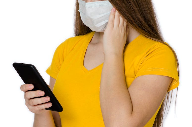Woman, Surgical Mask, Smartphone