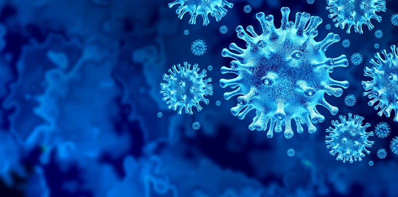 Coronavirus virus outbreak and coronaviruses influenza background as dangerous flu strain cases as a pandemic medical health risk concept with disease cells as a 3D rende