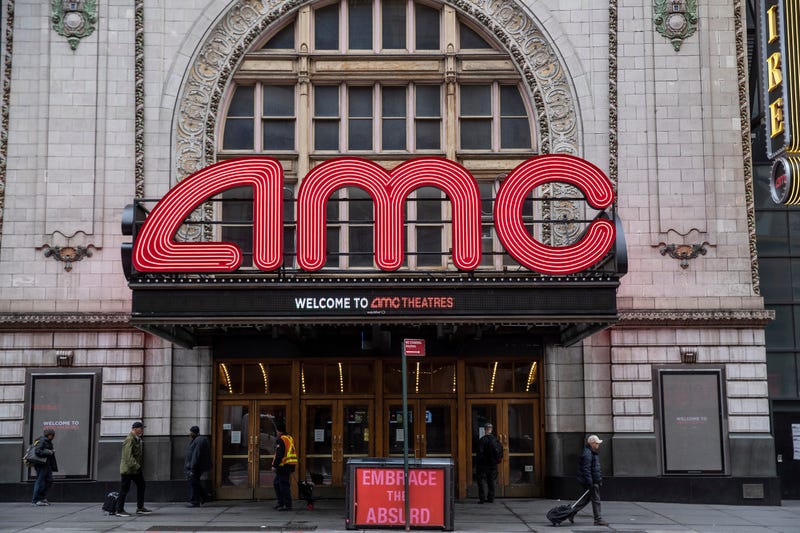 An AMC theater remains closed on March 17, 2020 in New York City. 