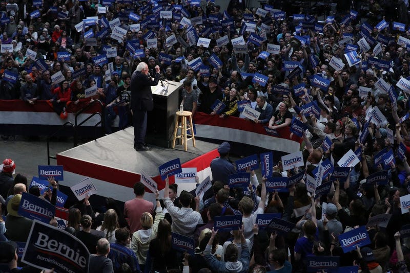 2 Democratic presidential candidate Sen. Bernie Sanders (I-VT) addresses an overflow crowd during a campaign rally at the Roy Wilkins Auditorium March 02, 2020 in St. Paul, Minnesota