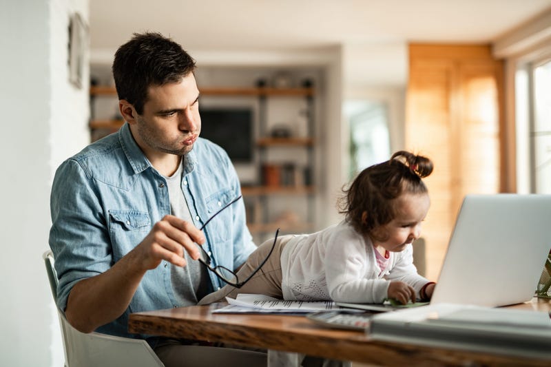 Stressed out dad working from home