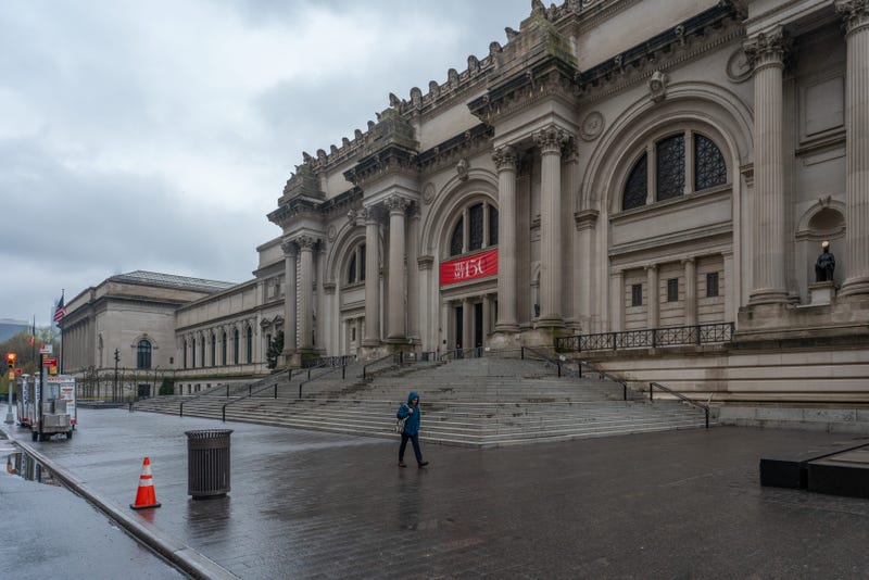 A person walks by a desolate Metropolitan Museum of Art on April 24, 2020, in New York City.
