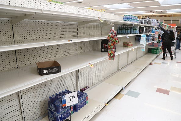 Coronavirus store shelves