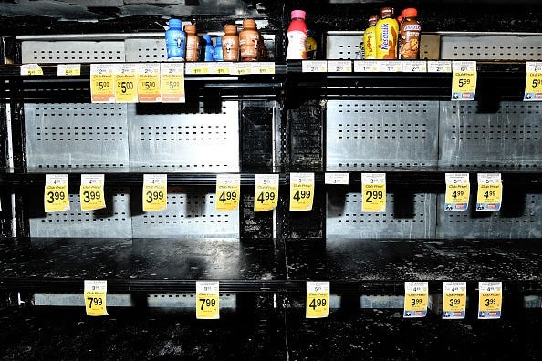 Empty store shelves coronavirus