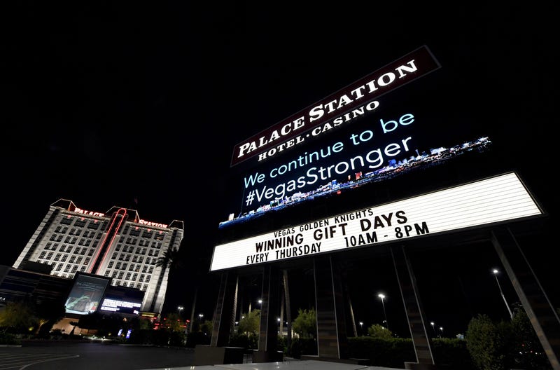 The marquee at the Palace Station Hotel & Casino displays a message after the resort closed as a result of the coronavirus continuing to spread across the United States on March 18, 2020 in Las Vegas, Nevada.