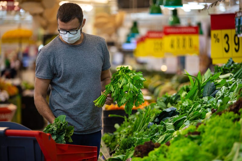 Man wearing mask at grocery store