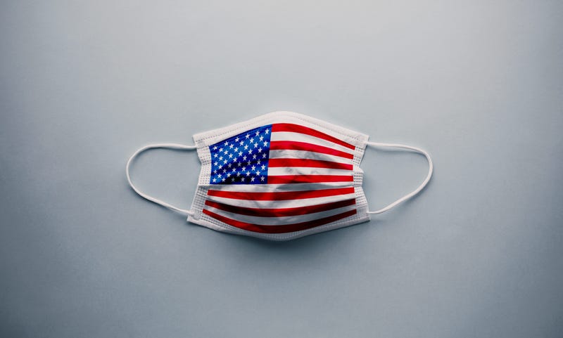 Face mask with the U.S. flag on it