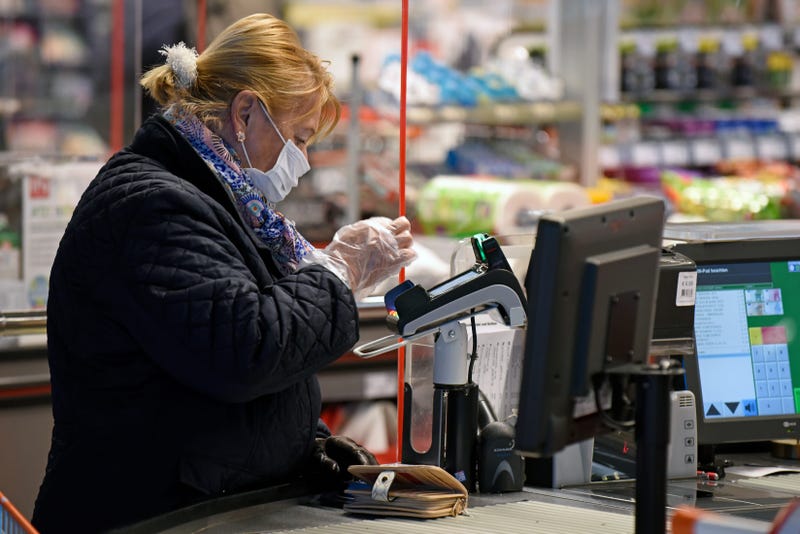 Shoppers wearing masks
