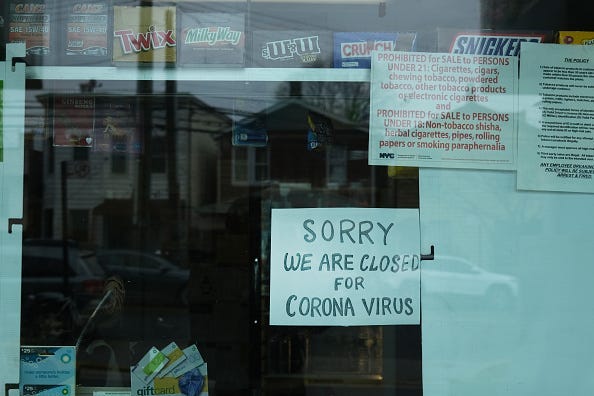 Coronavirus closed sign