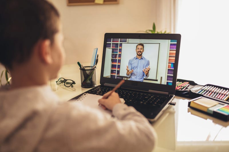 Child learning virtually from home